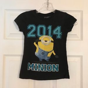 Girls Despicable Me Black Shirt Size 6X Minion